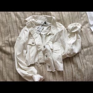 Topshop White Crop Jeans Jacket